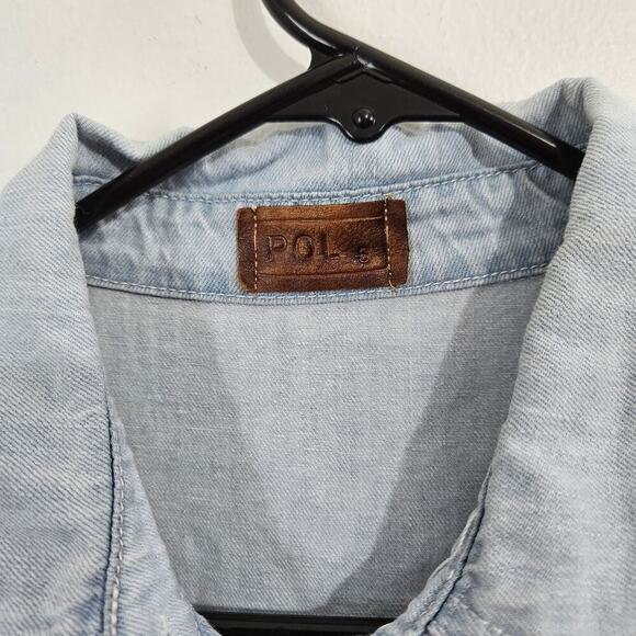 POL Denim Button Front Elastic Waist Cotton Midi Dress Size Small - Picture 8 of 8